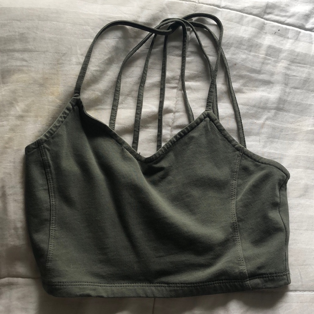 Army green with detail strings in the back